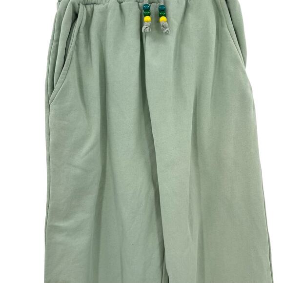Staud Wide Leg Sweatpants Sage Green Beaded‎ Drawstring Waist Size XS **Flawed - Picture 4 of 10